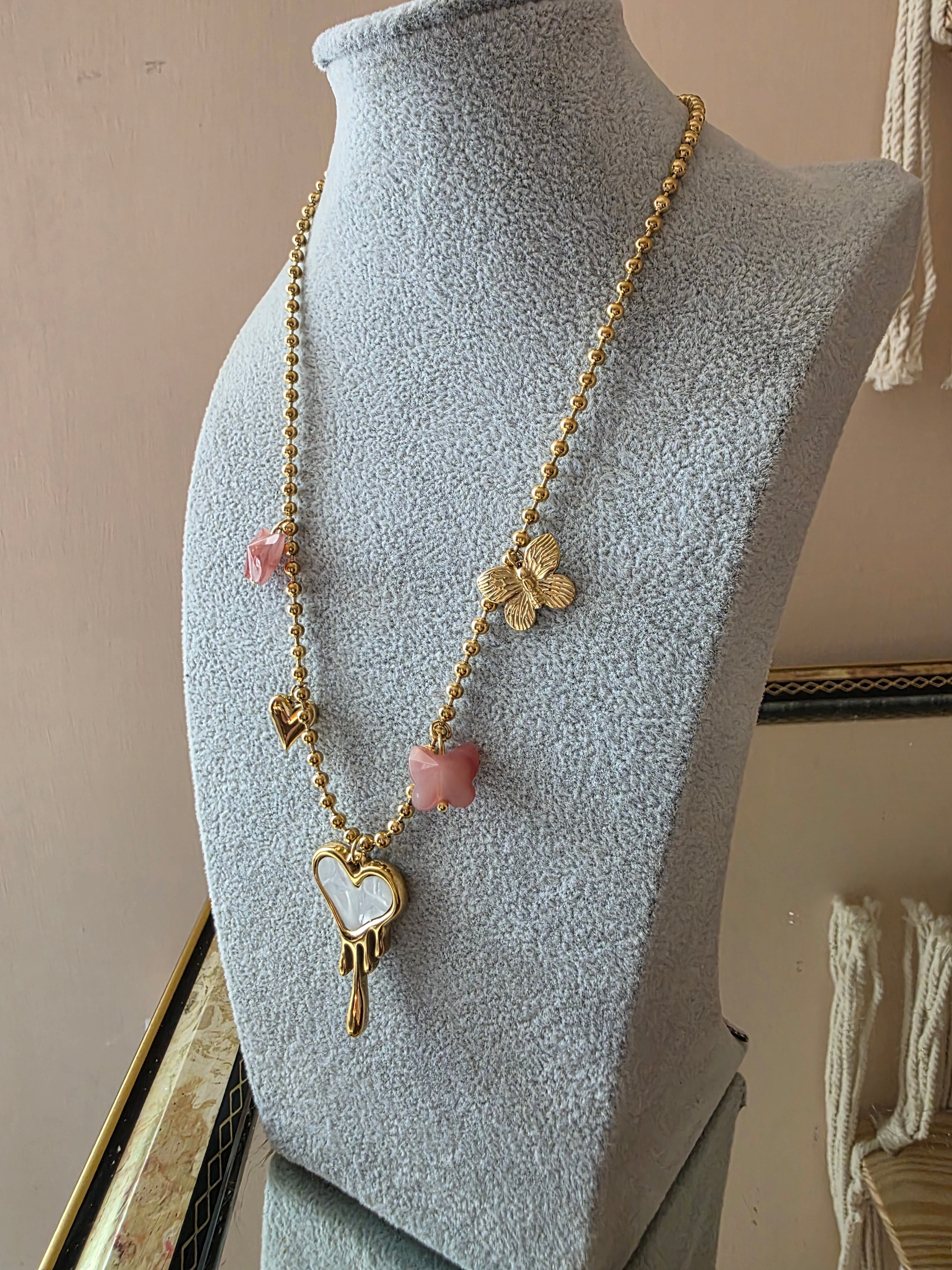 Collana Charms Farfalla & Cuore