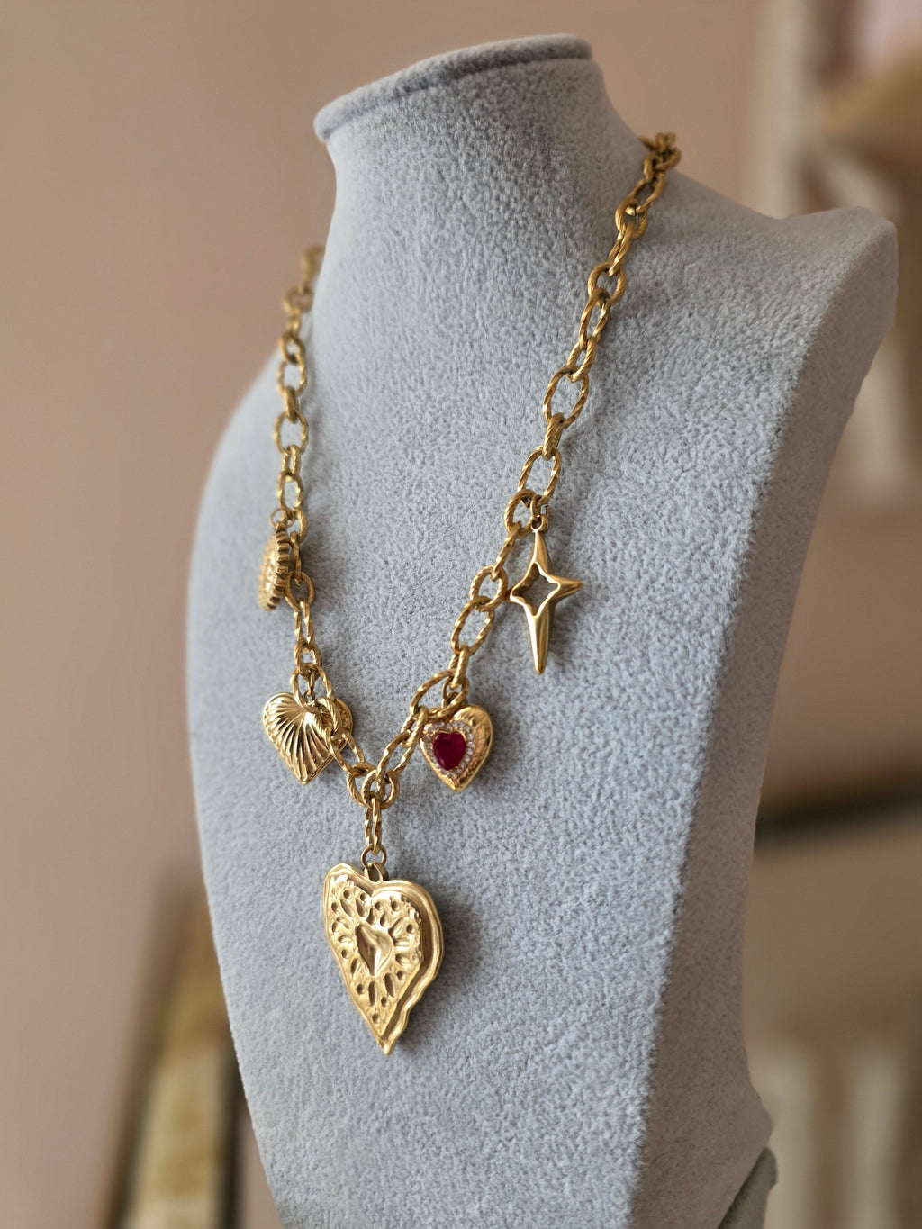 Collana Charms Cuori & Stelle