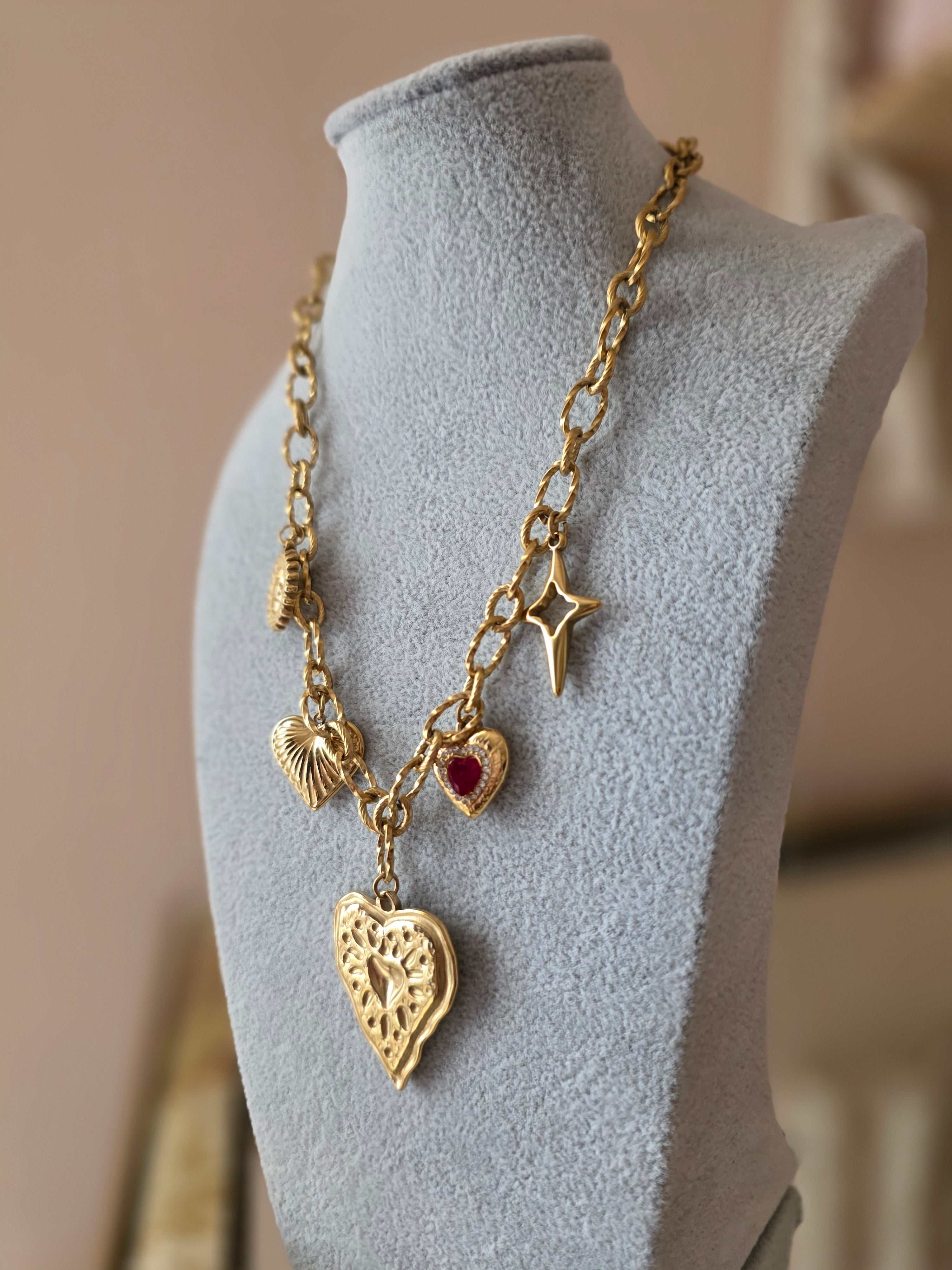 Collana Charms Cuori & Stelle