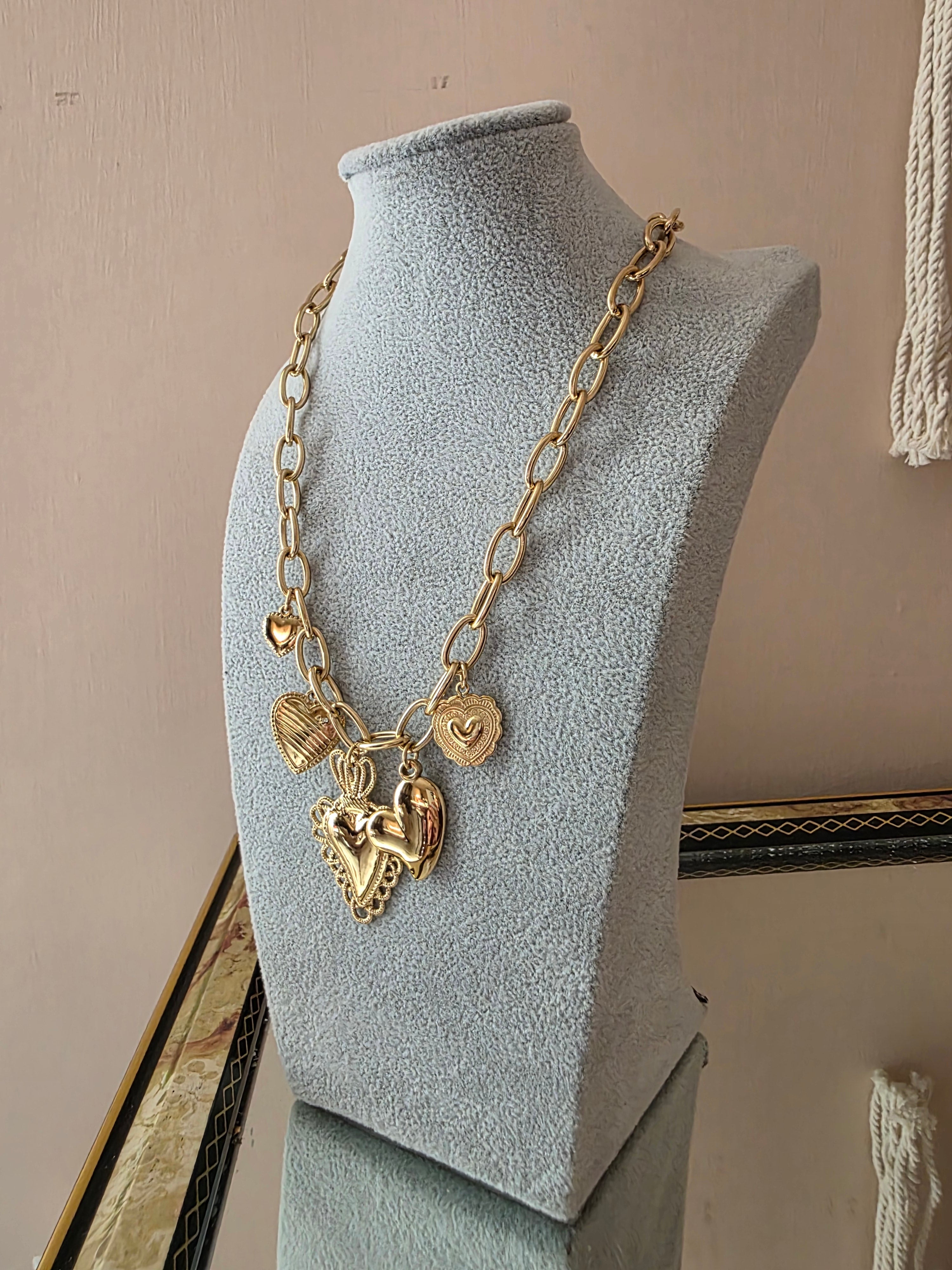 Collana Charms Cuori Oro