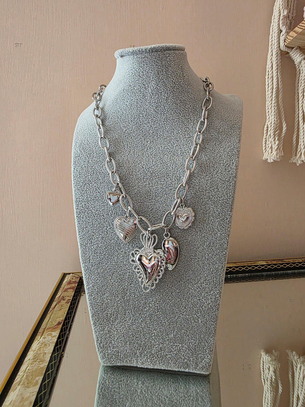 Collana Charms Cuori Argento