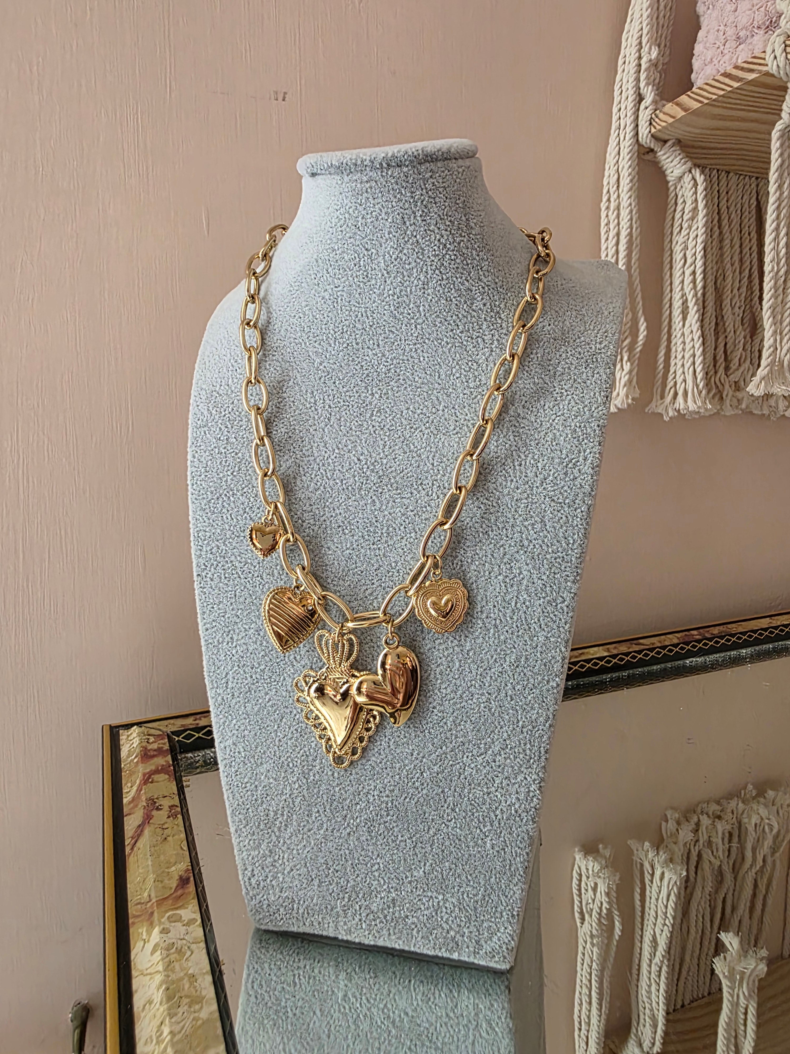 Collana Charms Cuori Oro