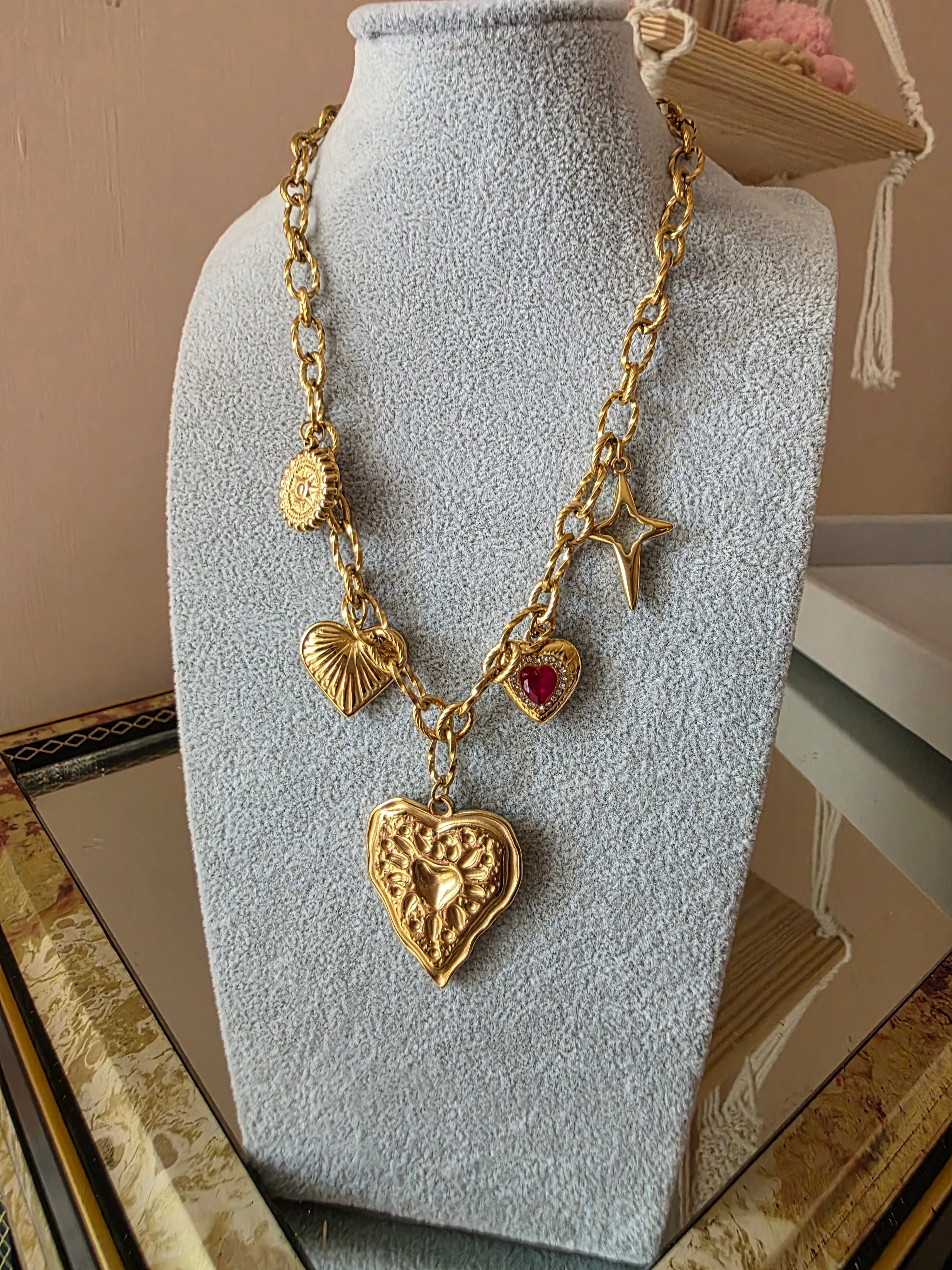 Collana Charms Cuori & Stelle