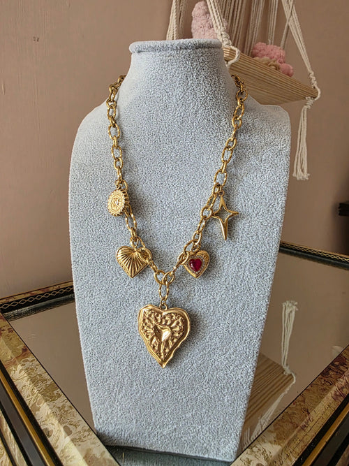 Collana Charms Cuori & Stelle